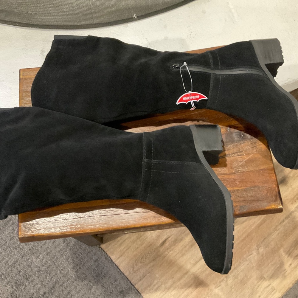 Blondo Tatian Wide Calf Slouchy Wider Suede Black size 7.5 - Picture 5 of 9